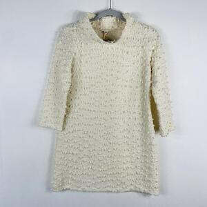 Uncle Frank Size XS Textured Bobble Mock Neck Dress Cream